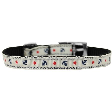 PET PAL Anchors Nylon Dog Collar with Classic Buckle 0.37 in.White Size 8 PE792282